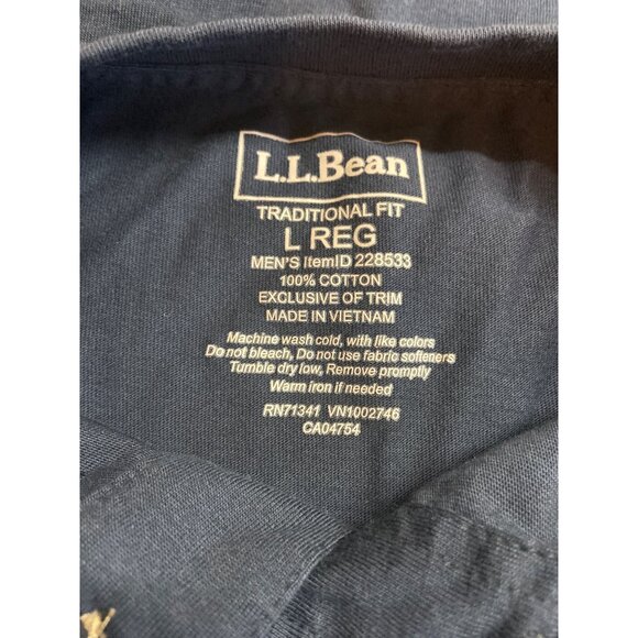 L.L. Bean Henley Shirt  Navy Blue Men’s L Cotton Traditional Fit Minimalist - Picture 4 of 8